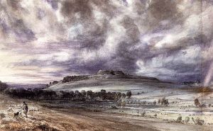 John Constable's watercolour of Old Sarum, showing the scale of the outer ramparts and the Norman motte (source: Wikicommons, http://commons.wikimedia.org/wiki/File:John_Constable_-_Old_Sarum_-_WGA5198.jpg)