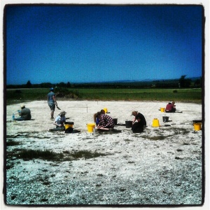 Students excavating on the main trench.